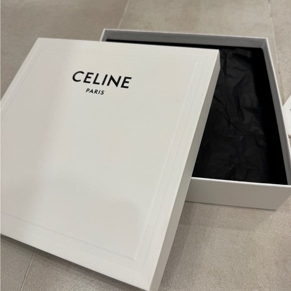 Celine Long Strap Leather Grained Calfskin Wallet Pebble Gray w Box & Tag $900 - Picture 3 of 8